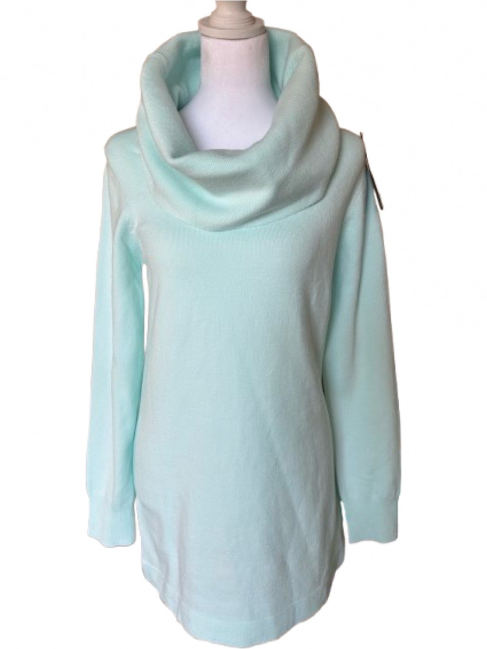 French Connection Cowl Neck Tunic Sweater Aqua Medium NWT Knit Top